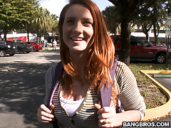 In this weeks Bangbus update we got a hell of treat for you guys but on to the details of this fine afternoon. As usual were out doing what we do we have the homie tony is here with us today and he spots out this bright read head from a mile away and begs me to go after her so what the hell I gave it a shot and she was cool with us and i actually managed to convince her to coming us and let just say that this girl was a Fire Crotch indeed talking about her boyfriend this but you can tell she had something for the ol boy tony so i had him show her his dick and it was on and poppin' after that she was loving every second on the bus and let me tell you ladies and gentleman this girl put it on my boy.